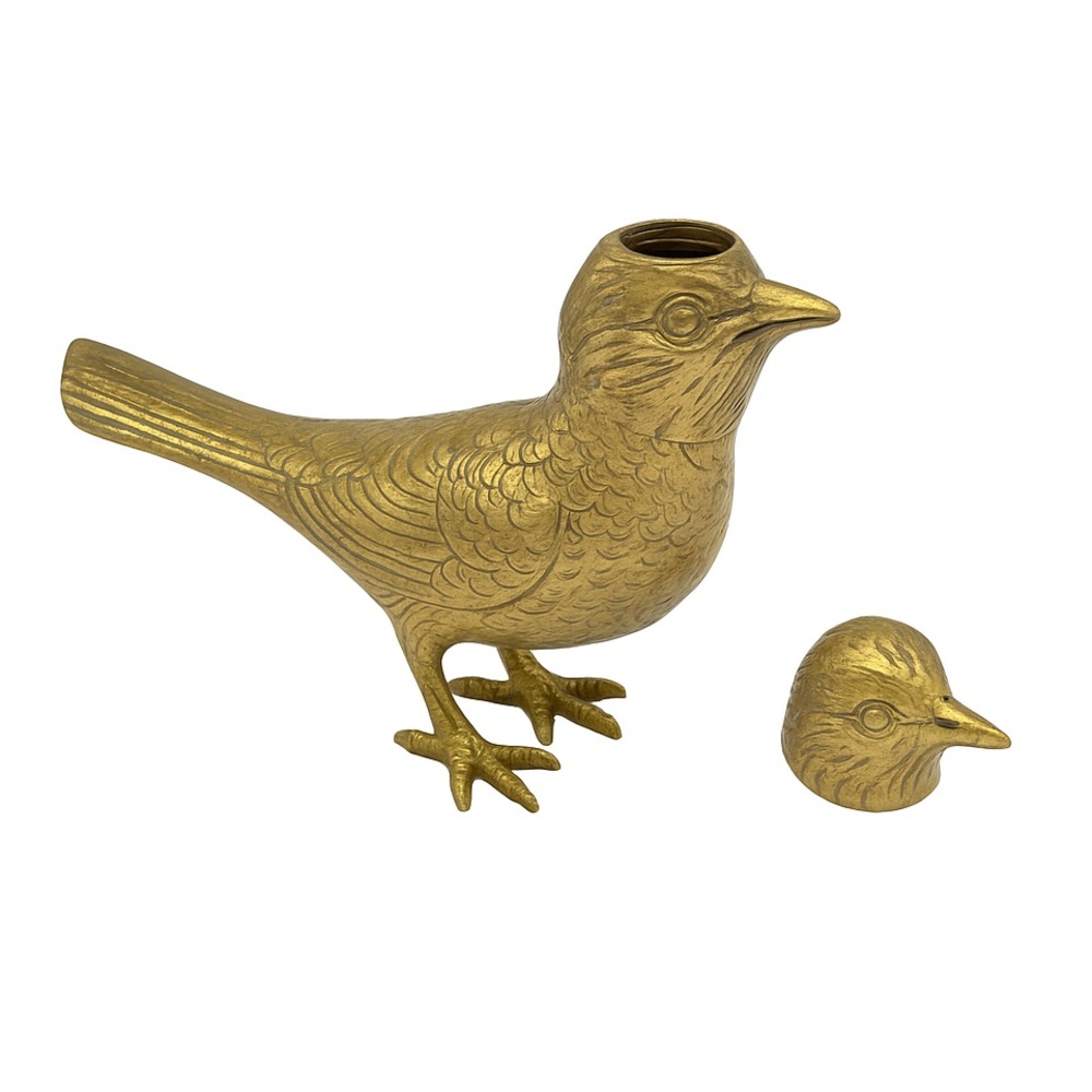 Vintage Solid Brass Songbird Figurine – Mid Century Modern – Detachable Head